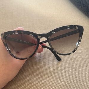 Prada Women's Black and Cream Sunglasses